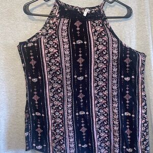 High Neck, Dressy, Floral Tank Top